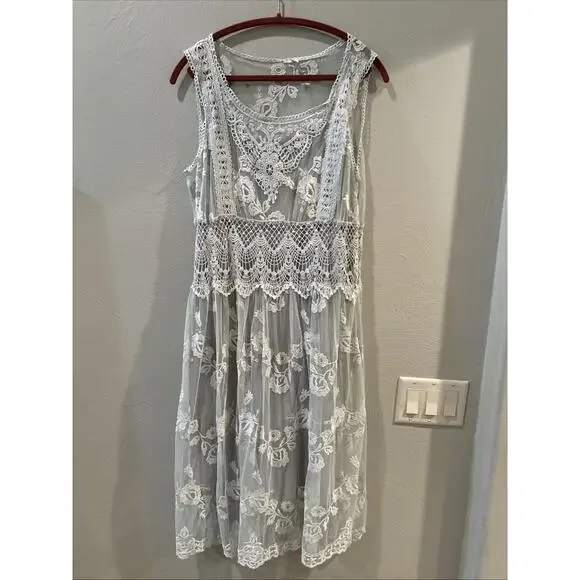 Sundance Dress 16 Lace Floral Embroidered Love Always Coquette Delicate Dainty - Picture 2 of 13